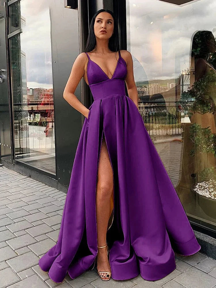 Robe satin violette