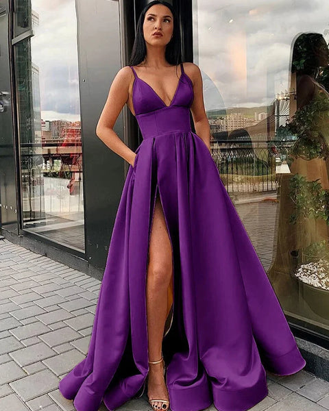 Robe satin violette