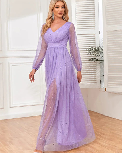 Robe violette manche longue