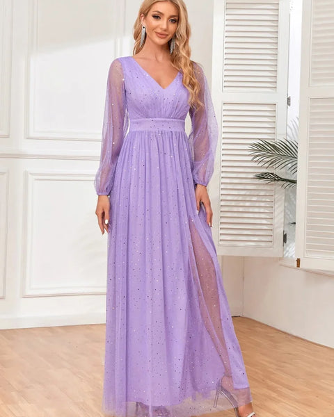 Robe violette manche longue