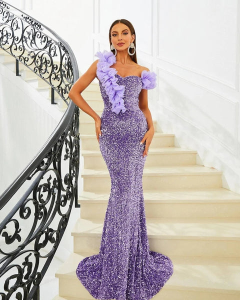 Robe violette paillette