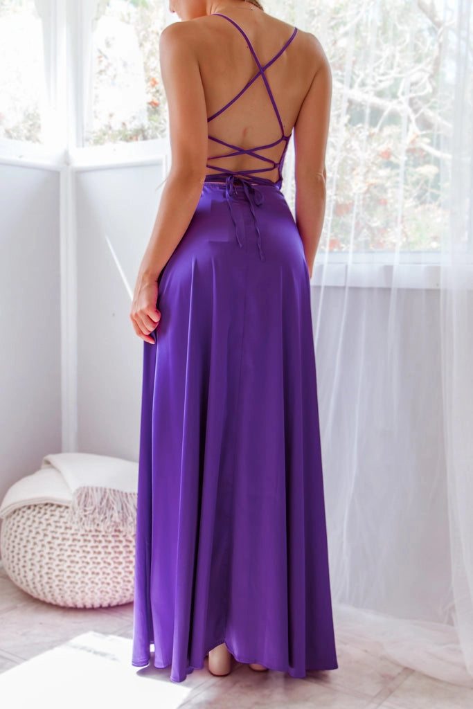 Robe satin violette