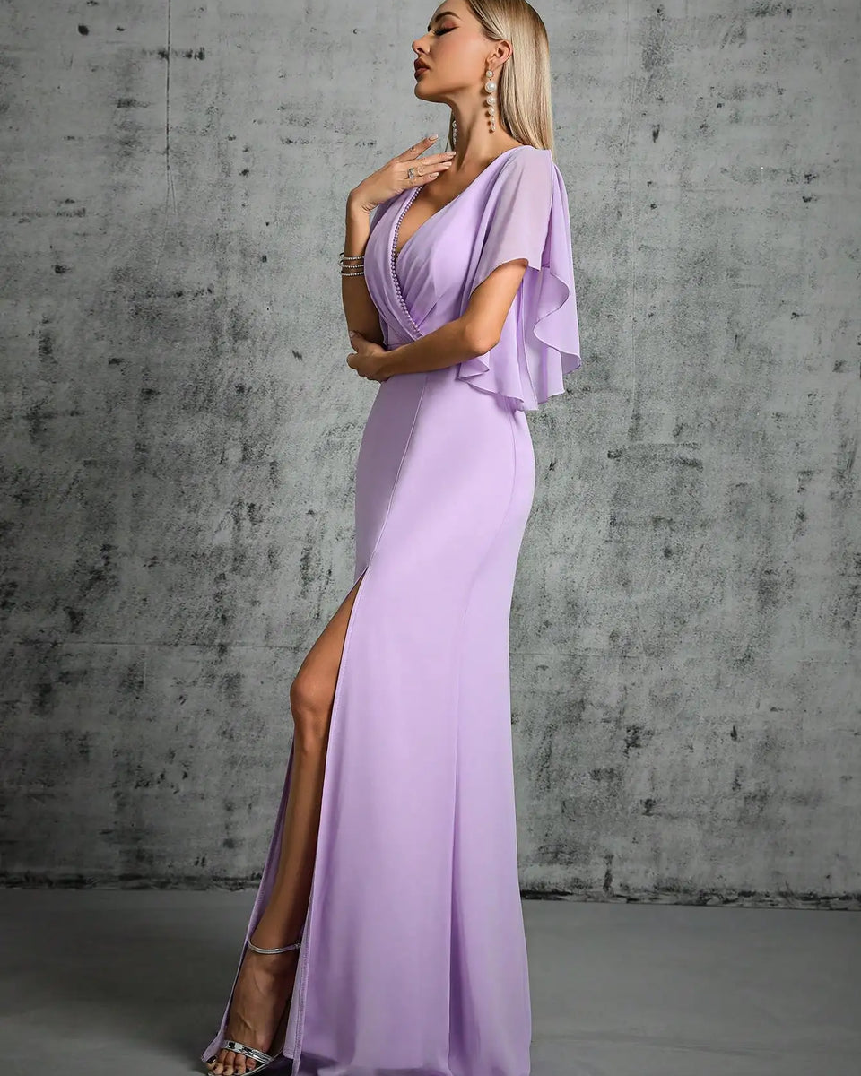 Robe demoiselle d’honneur longue violet clair