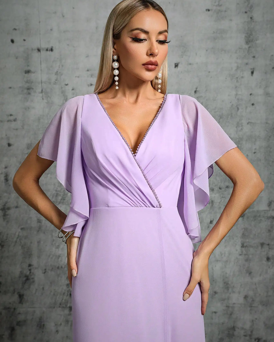 Robe demoiselle d’honneur longue violet clair