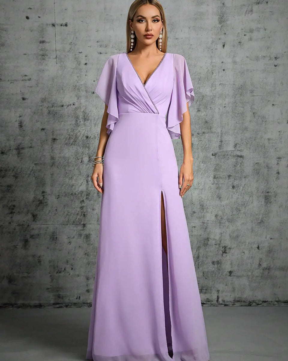 Robe demoiselle d’honneur longue violet clair