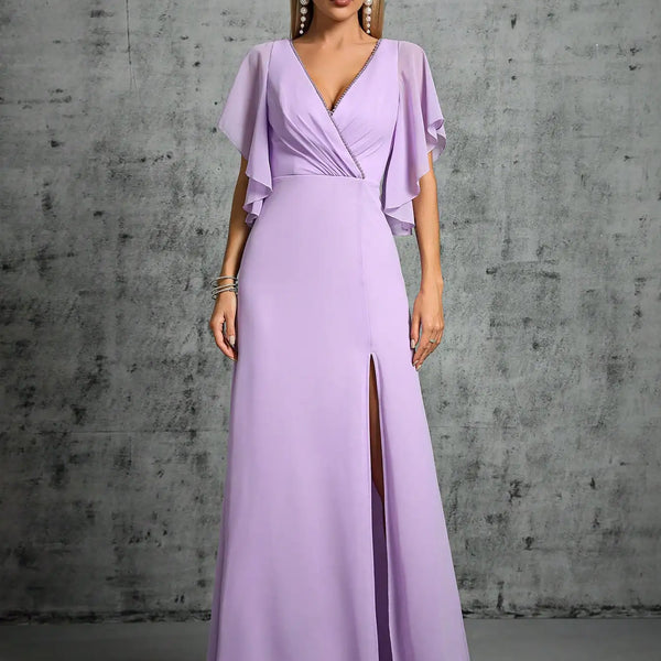 Robe demoiselle d’honneur longue violet clair