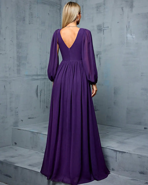 Robe violette col en V
