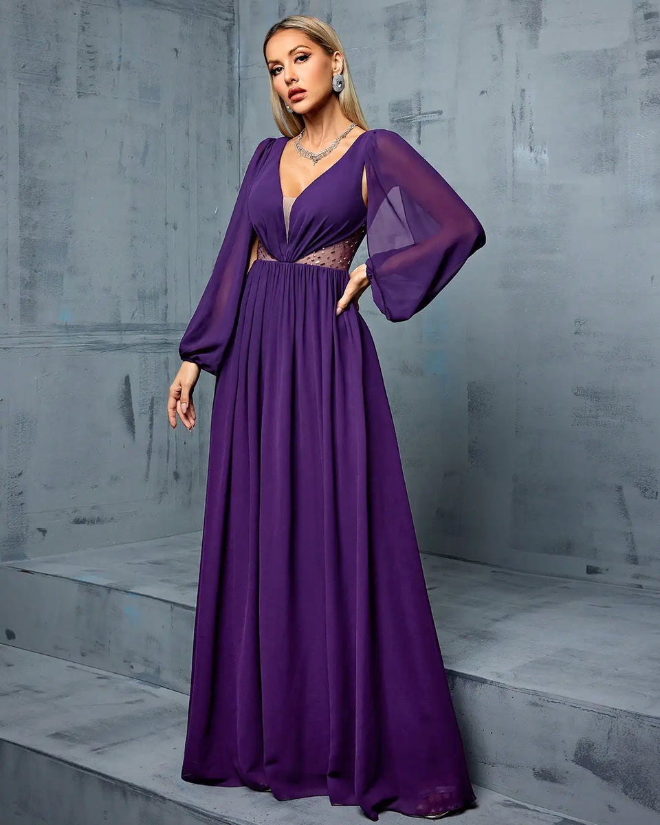 Robe violette col en V