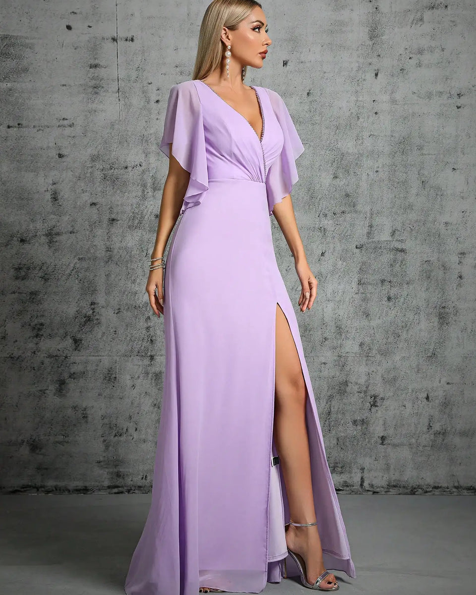 Robe demoiselle d’honneur longue violet clair