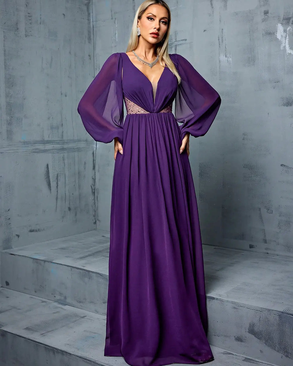 Robe violette col en V